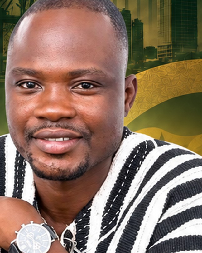 Mr. Musah Sibiri Hamidu, Deputy Chief Executive Officer (Finance and Administration) of the Ghana Free Zones Authority, wearing a black-and-white striped Ghanaian smock